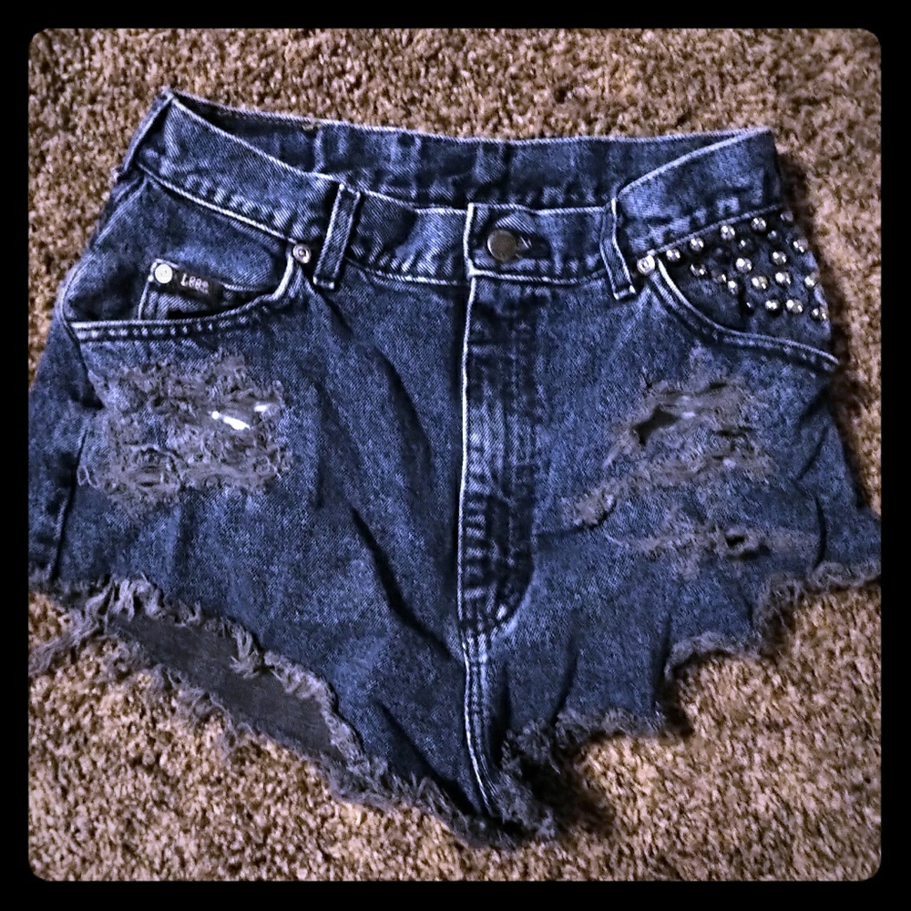 Studded jean shorts